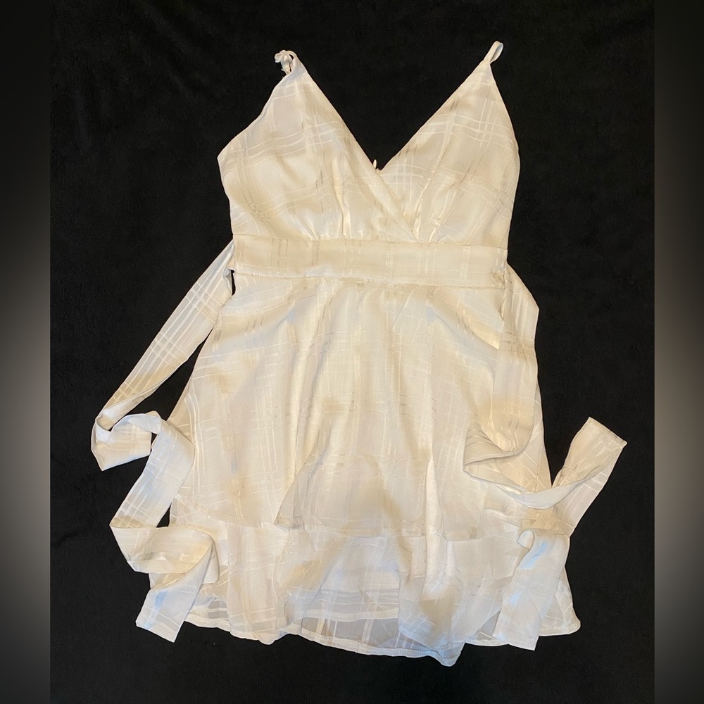 White Self Tie Dress